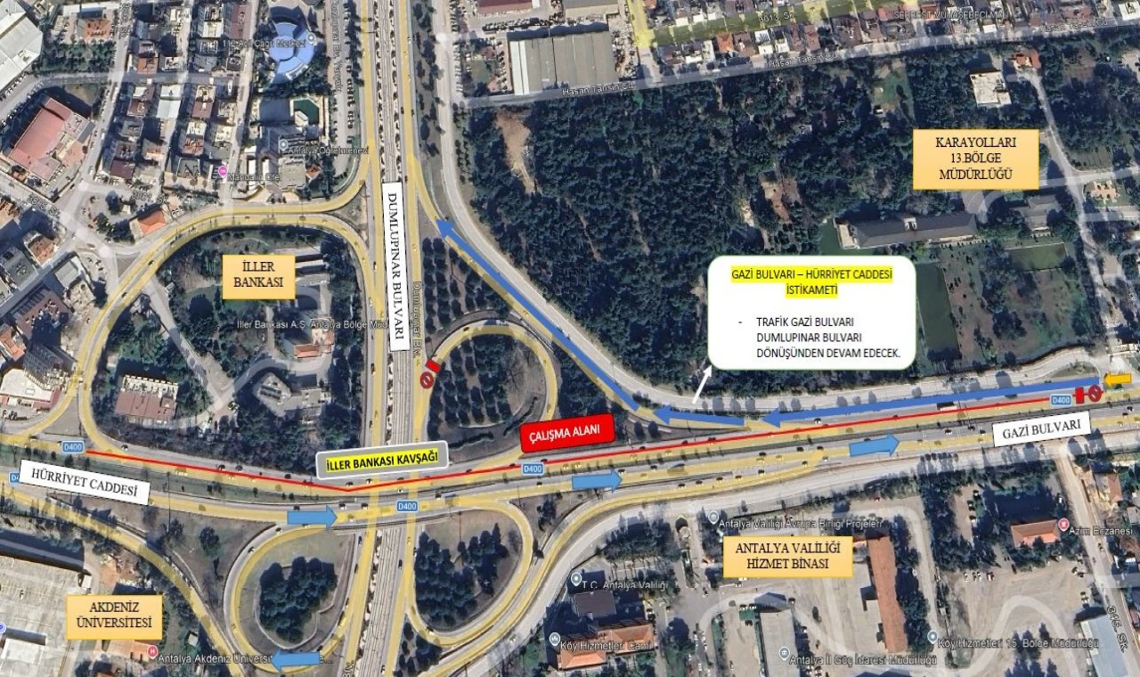 Gazi Bulvarı–Hürriyet Caddesi istikametinde yol kapatılacak
